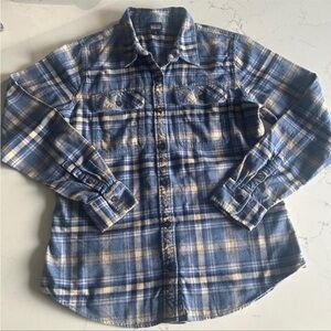 Patagonia Kids Blue and Tan Plaid Shirt